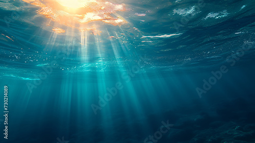 Gradient background from sunburst to ocean depth photo