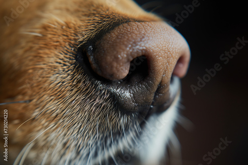 Close-up of a dog's nose, with a focus on the texture and detail