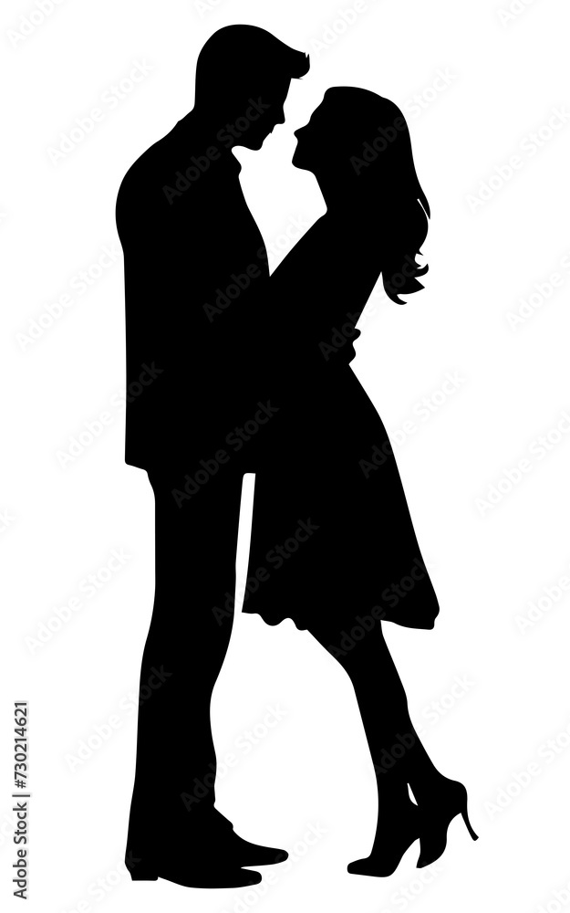 Couple Silhouette, Valentine's Day Romantic Couple Silhouette, Valentine's Day Concept, Generative AI.