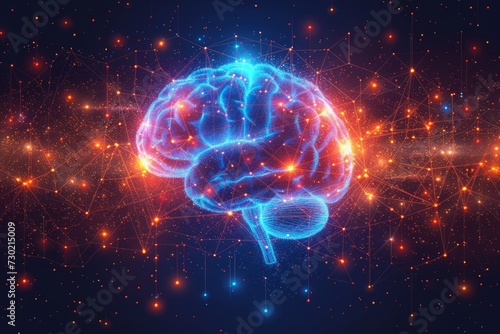 human brain on dark background. Artificial intelligence concept