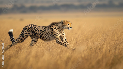 Cheetah in serengeti national park in motion while running © JJ1990