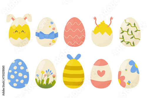 set of easter cute eggs simple hand drawn eggs on white background. For your design, print, postcard