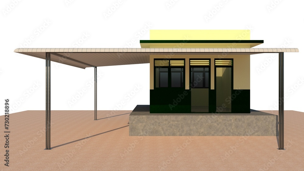 3D Illustration of Square-Shaped Building Exterior 3D Illustration of Square-Shaped Building Exterior
