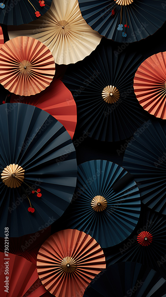 Traditional Japanese fan Sensu decorative pattern vertical background