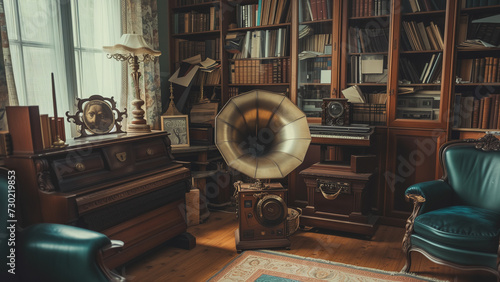 Nostalgic Notes: A Retro Study Room with an Old Record Player