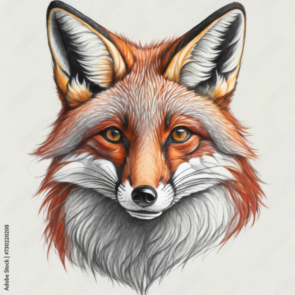 Naklejka premium Hand drawn illustration of orange fox. Wild animal.