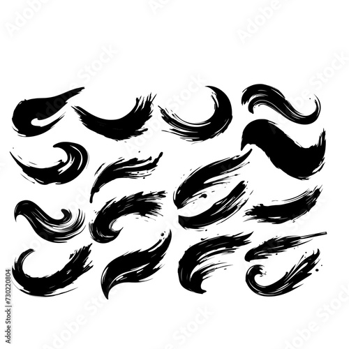 Brush set, Grunge black Brush, paint splashes Vector 