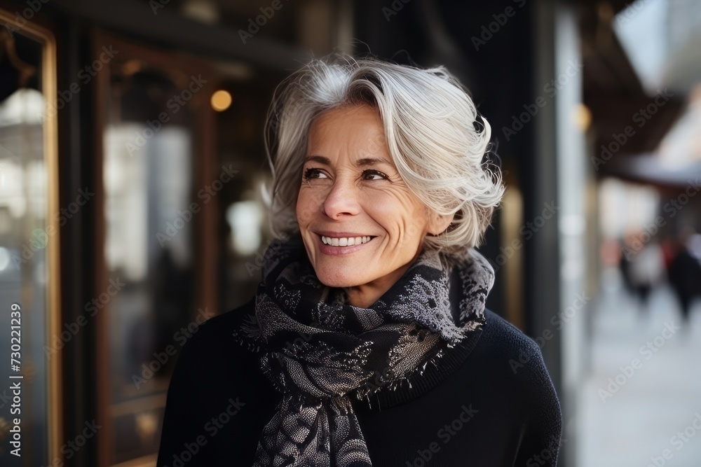 Portrait of happy senior woman in the city, looking at camera Portrait of happy senior woman in the city, looking at camera