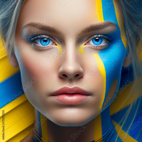 Ethereal Elegance: A Portrait of a Woman in Yellow and Blue