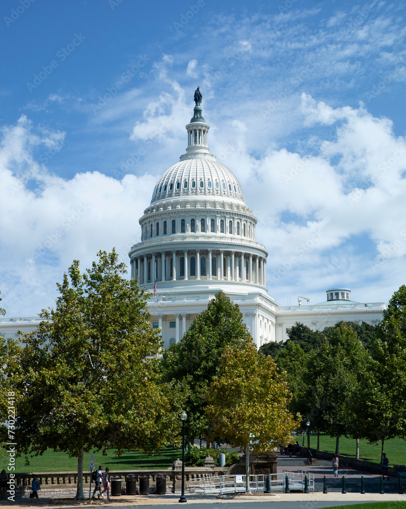 The United States Capitol Building on a Sunny Day With Blue Skies in Washington, D.C.