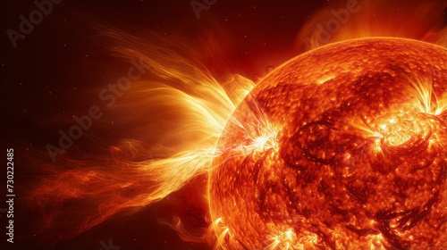 A close up of a solar flare erupting from the sun's surface