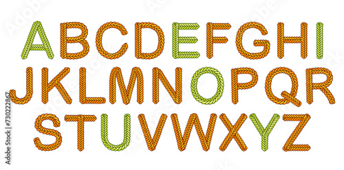 Knitted English Alphabet Vector Illustration. photo