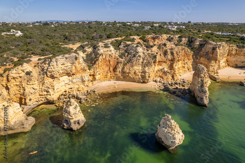 Beautiful Praia da Marinha beach in Algarve region, Portugal.