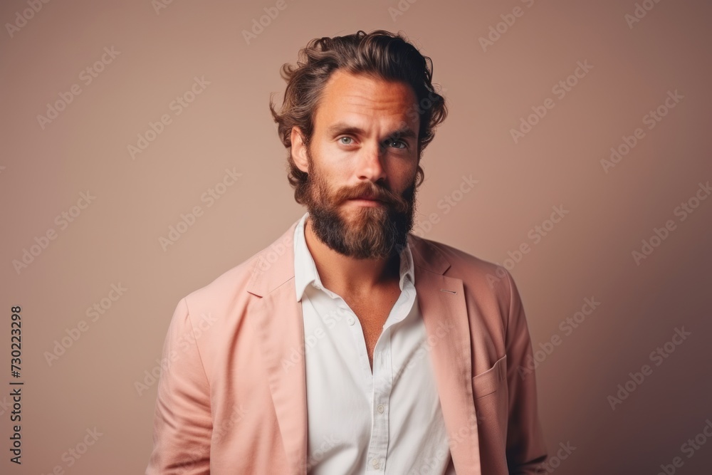 Portrait of a handsome young man with beard and mustache. Bearded man looking at camera. Portrait of a handsome young man with beard and mustache. Bearded man looking at camera.