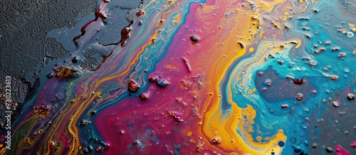 Vibrant spill of oil on the floor