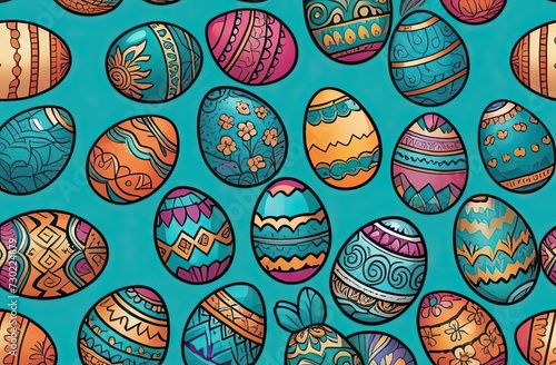 Colorful Easter eggs, symbolizing spring and festive celebrations. Spring Easter composition. Happy Easter. Easter concept, culture, image is painted watercolor, expeditions, postcard