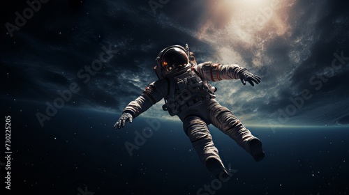 An astronaut floating in the cosmic expanse