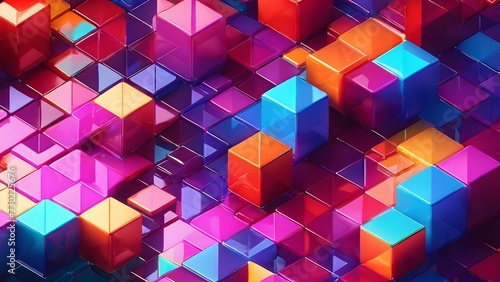 Digital voxel artificial cubes illustration abstract 3d background  futuristic pixel  virtual render digital voxel artificial cubes