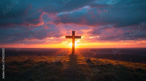 Resurrection Sunday Card with Sunrise and Cross