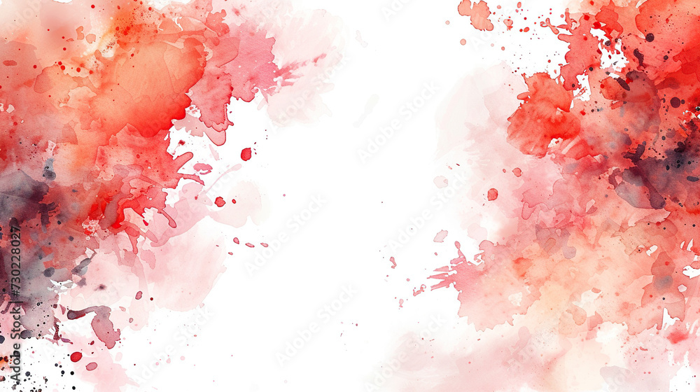 Watercolor art pink neutral color splashes on borders of white background. Vector. Light marble texture for cards, flyers, poster, banner. Stucco. Wall, waterpaint splashes, 
