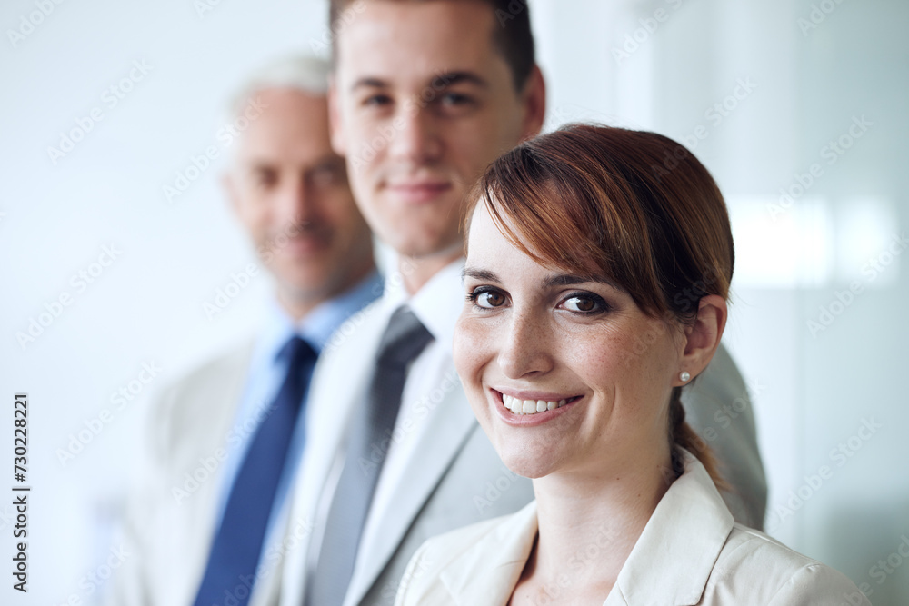 Business people, portrait and confidence for support in office, cooperation and teamwork in workplace. Coworkers, together and pride for company vision, professionals and solidarity by accountants Business people, portrait and confidence for support in office, cooperation and teamwork in workplace. Coworkers, together and pride for company vision, professionals and solidarity by accountants