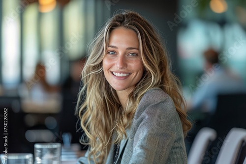 Corporate Business Photography of a Sophisticated Business Woman Managing a Global Team, Generative AI