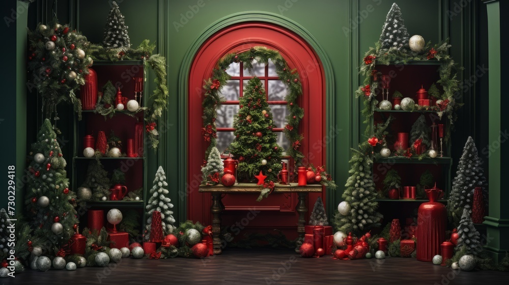 Festive red and green Christmas scene for traditional vibes