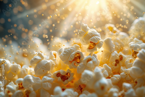 Close up of popcorn. Background image. Created with Generative AI technology