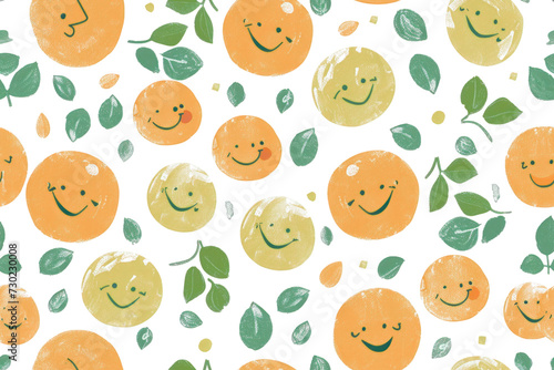Pastel Smile Pattern on Transparent Background