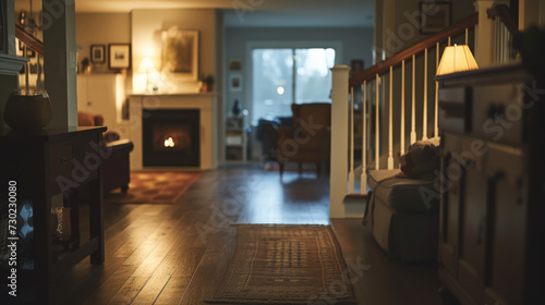 Cozy living room in architecture display with blurred background