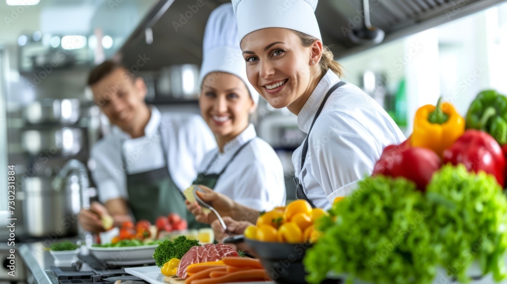 chef preparing food in kitchen chef preparing food in kitchen