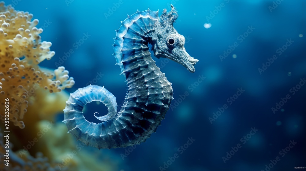 Beautiful seahorse swimming gracefully in the ocean