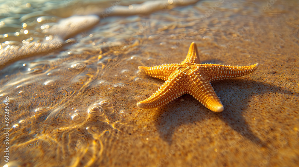 Starfish or sea star on the Seashore, vacation time