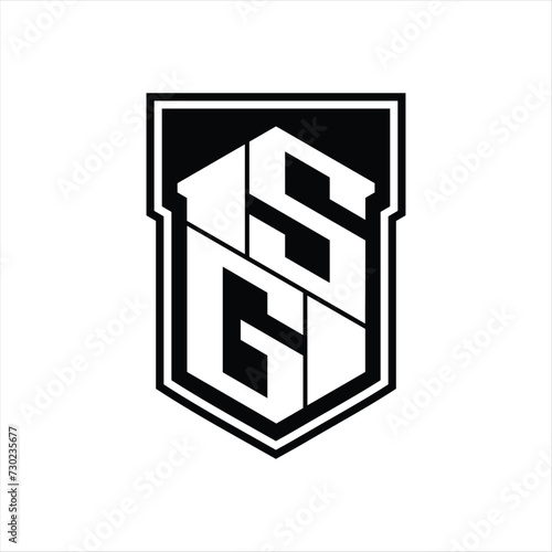 SG Logo monogram hexagon geometric up and down inside shield isolated style design template