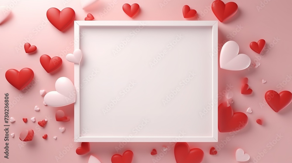 Elegant happy valentine's day stylish frame copy space, valentine's Day, Flat lay, top view Elegant happy valentine's day stylish frame copy space, valentine's Day, Flat lay, top view