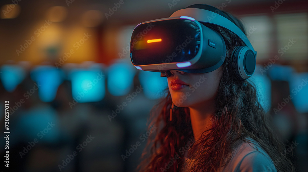 People using Virtual Reality VR Glasses People using Virtual Reality VR Glasses