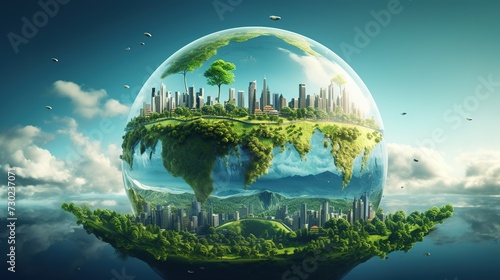 New Year 2024 green tourism concept and save our planet and earth environment. World water day © Rayhanbp