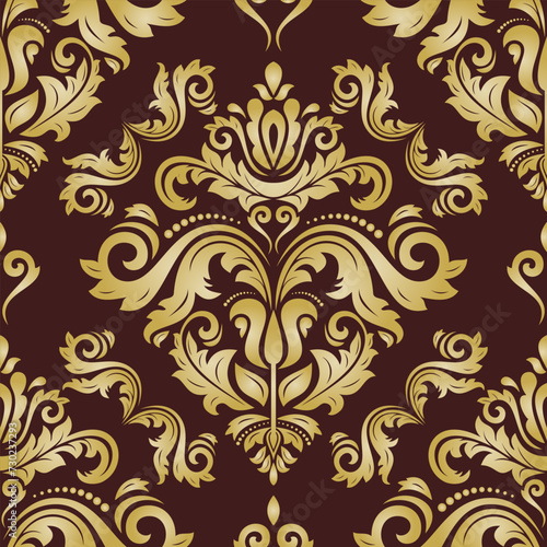 Orient vector classic pattern. Seamless abstract background with vintage elements. Orient brown and golden pattern. Ornament for wallpaper