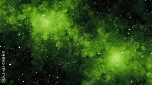 Sparkling Green Stardust Cloud. A dense cloud of sparkling green stardust set against a dark space backdrop. © Oksana Smyshliaeva