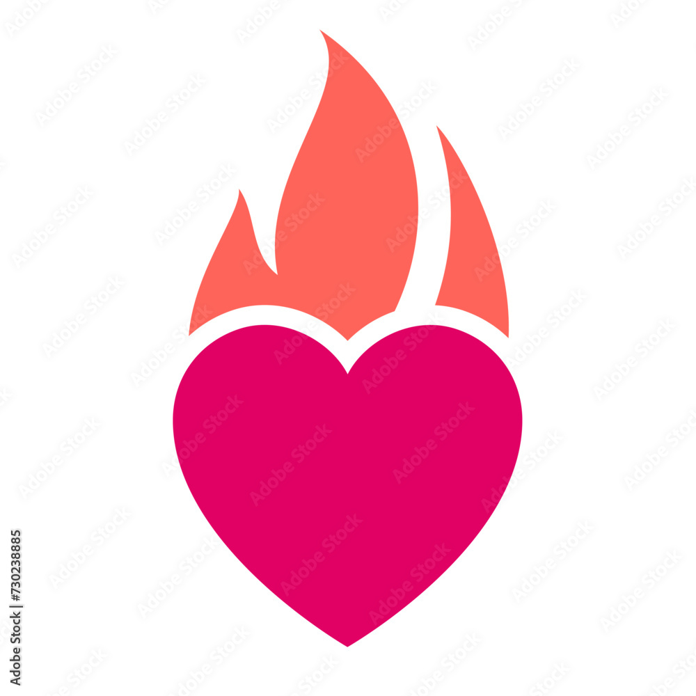 Fire flame icon, hot heart symbol, vector illustration Fire flame icon, hot heart symbol, vector illustration