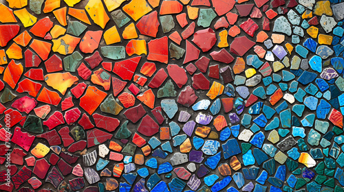 Colorful and patterned mosaic tiles for decoration.