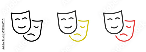 Drama theatre comedy sad mask icon vector design