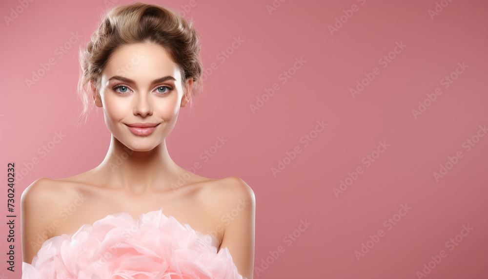 Beautiful woman with clean, smooth skin, smiling at camera generated by AI Beautiful woman with clean, smooth skin, smiling at camera generated by AI