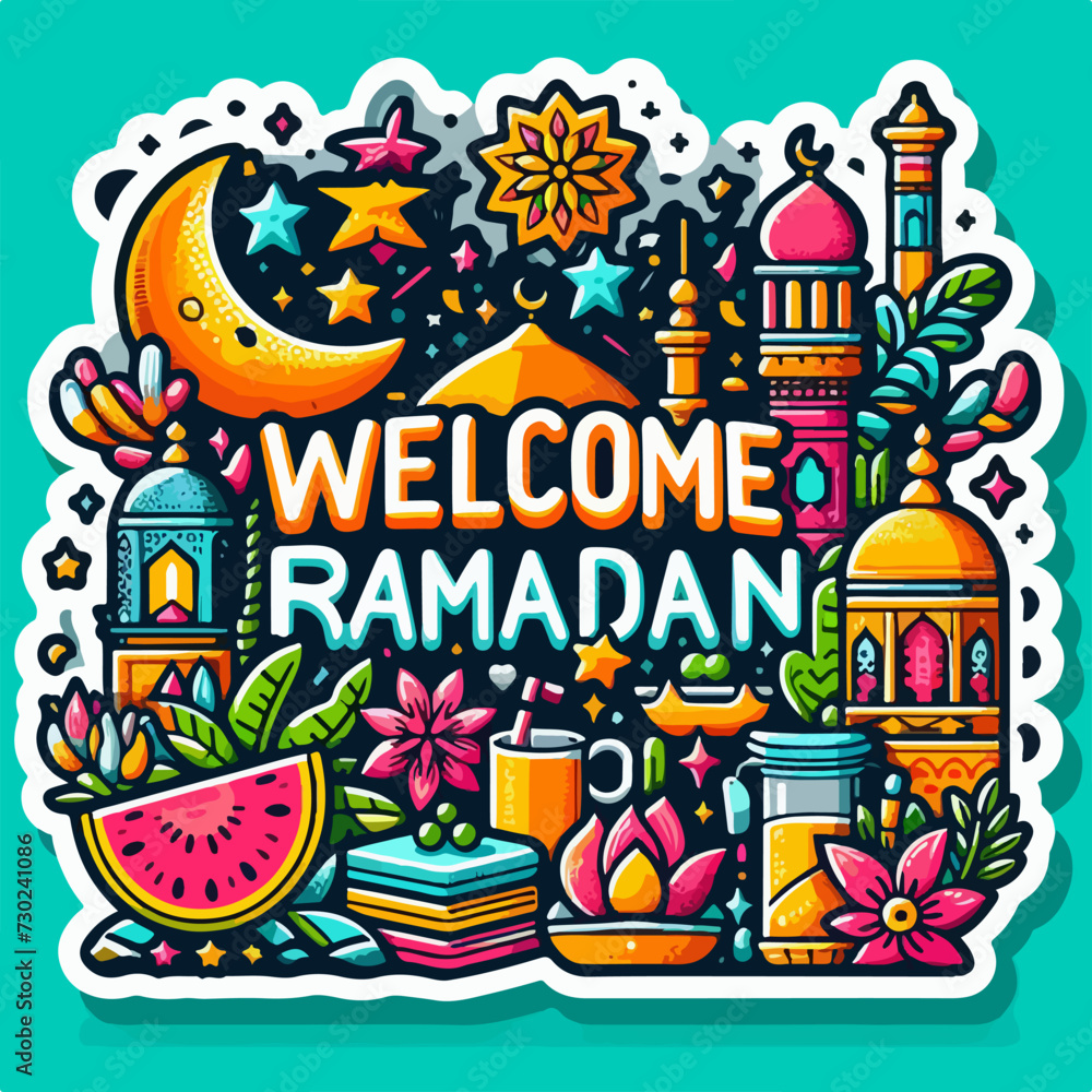 Fototapeta premium sticker in Ramadan card element poster