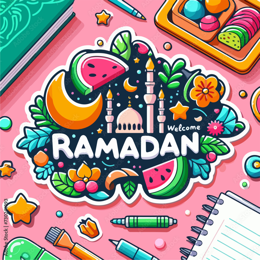 Fototapeta premium Health and Wellness in Ramadan vector illustration