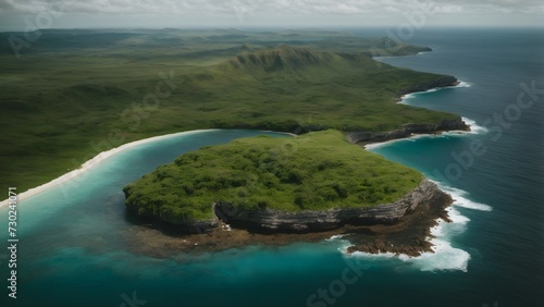 Aerial view of a small island in the middle of the ocean