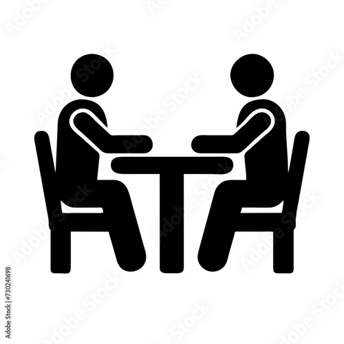 Icon two people sitting at a table talking, dialog 