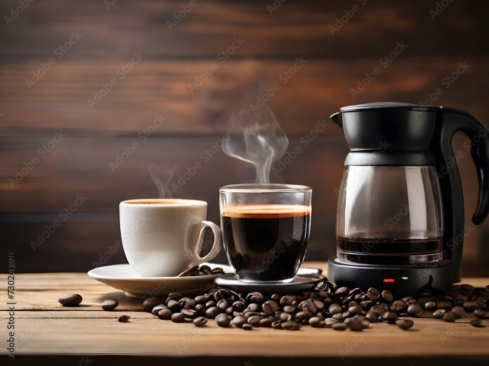 cup of coffee with beans cup of coffee with beans