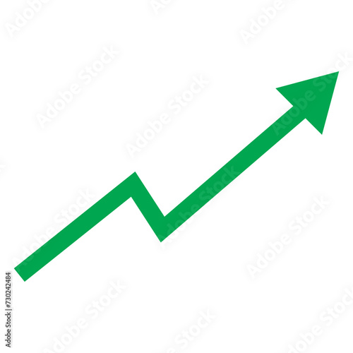 Graph going Up sign with green arrows vector. Flat design vector illustration concept of sales bar chart symbol icon with arrow moving down and sales bar chart with arrow moving up.