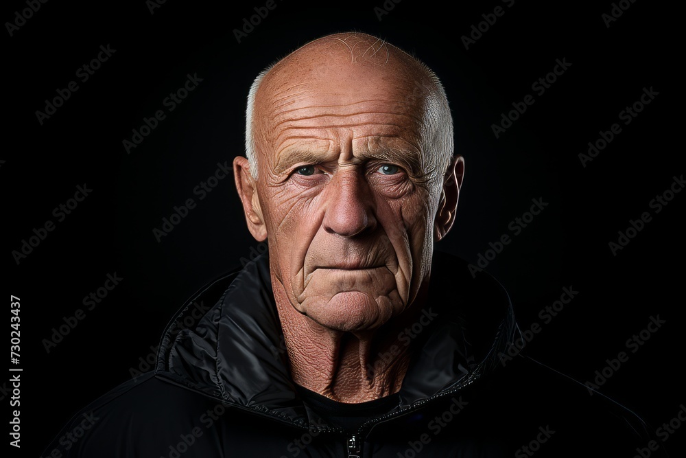 Portrait of an elderly man on a black background. Studio shot. Portrait of an elderly man on a black background. Studio shot.